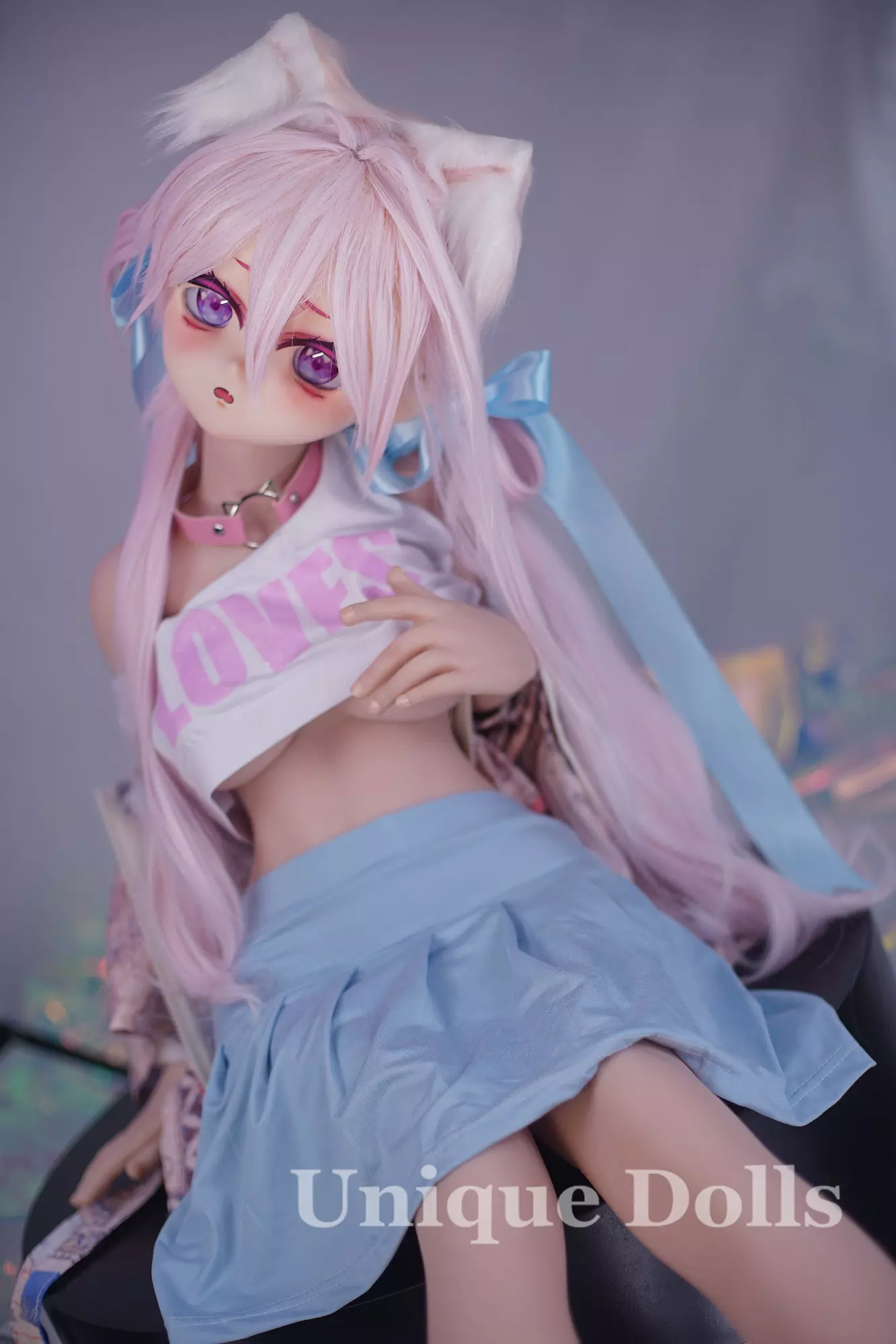 123cm B cup anime sex doll with vinyl head TPE body Moon