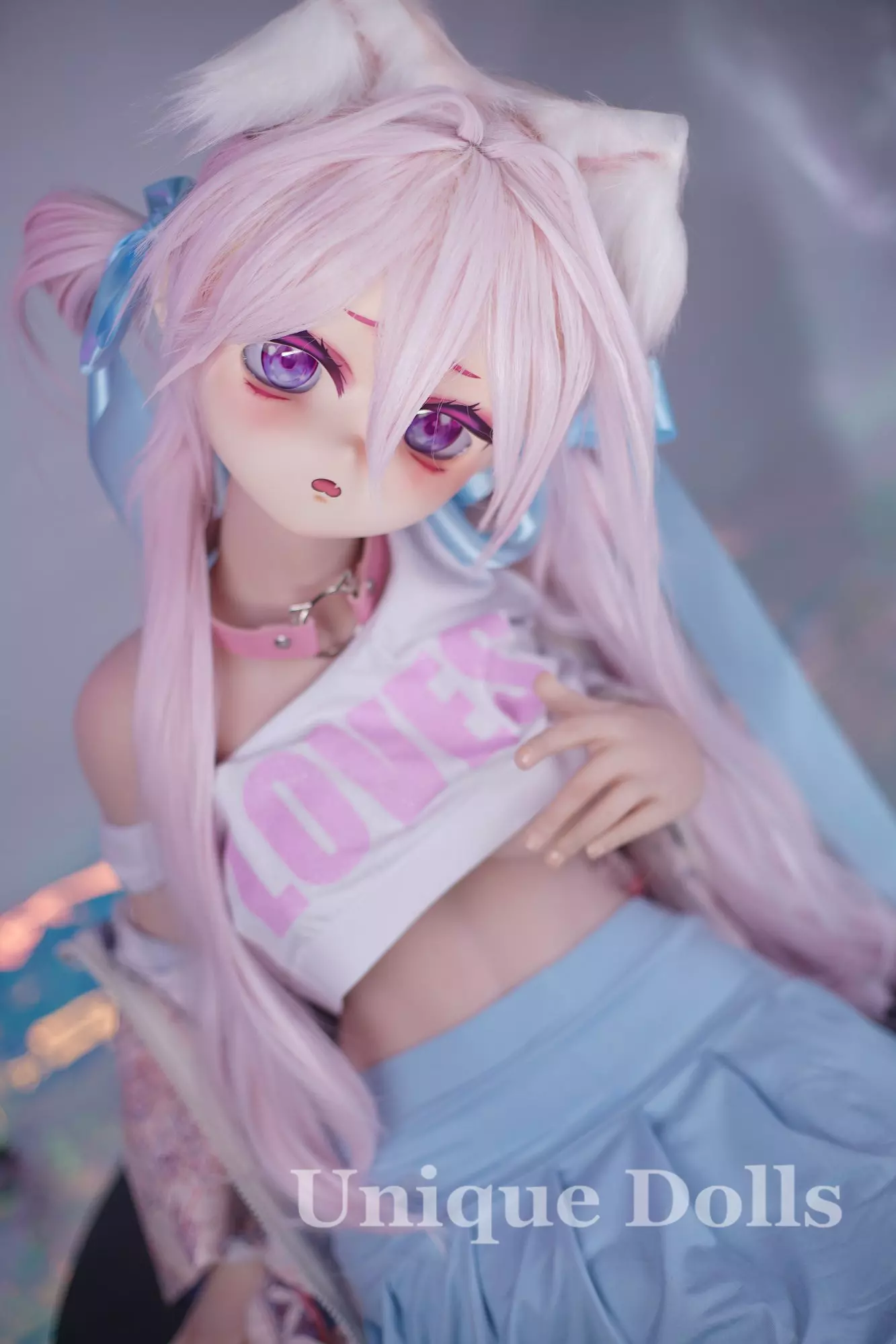 123cm B cup anime sex doll with vinyl head TPE body Moon