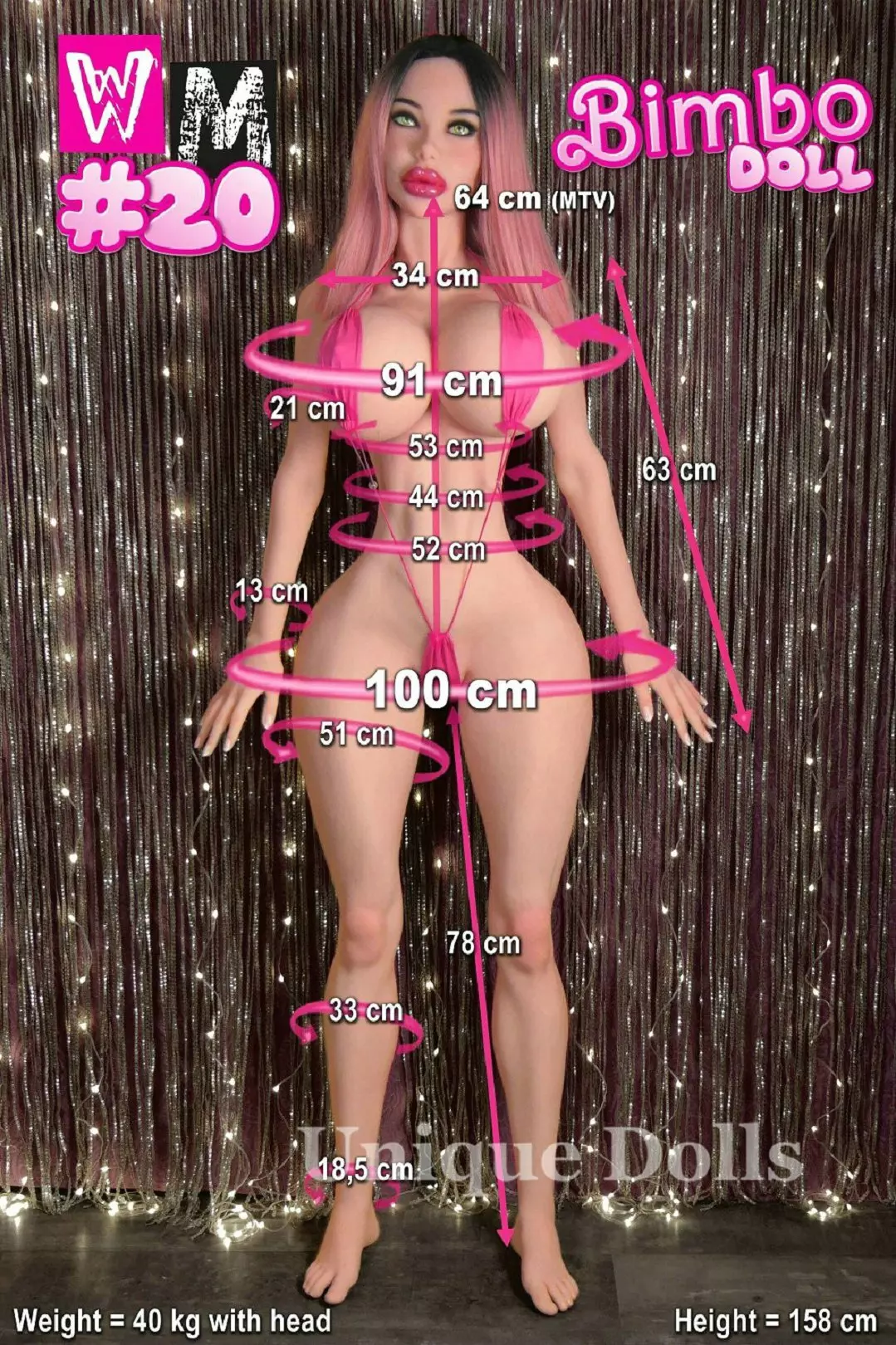WM Doll 158cm (5ft2) TPE Sex Doll Bimbo Doll WM20 with Head #496